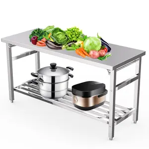 【GARVEE】60 x 24 Inch Stainless Steel Folding Table with Adjustable Undershelf, NSF Commercial Kitchen Island for Prep and Work in Restaurants, Homes, and Hotels