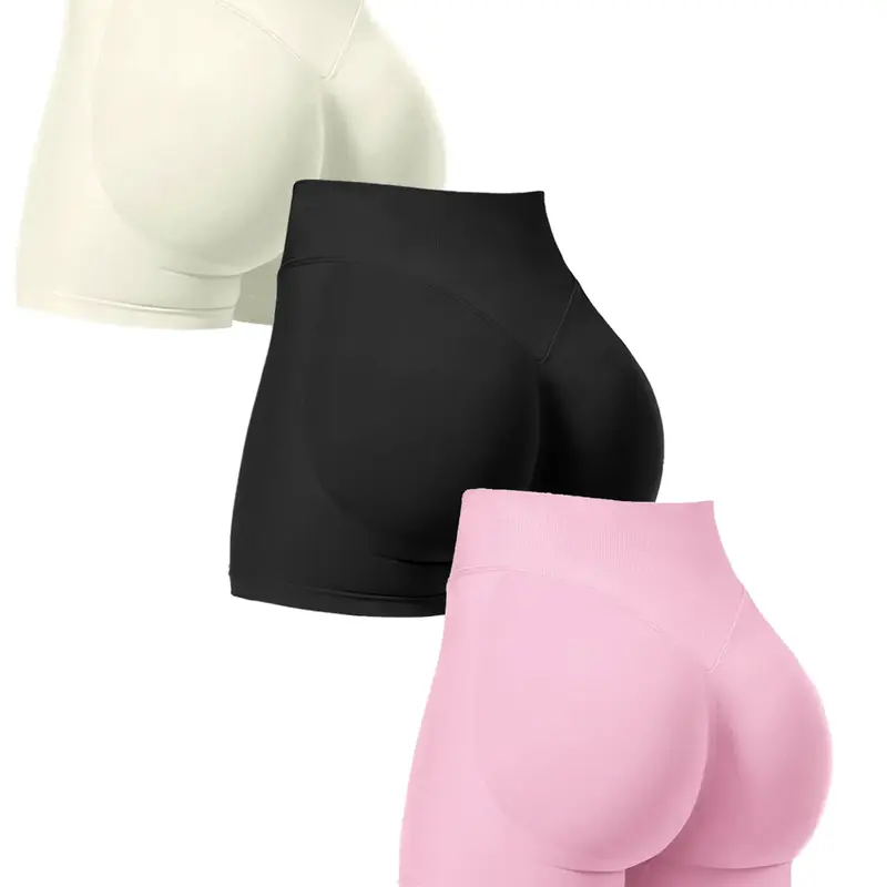 【Black Friday】Women's Solid High Waist Sports Shorts, Stretch Knit Shorts, Breathable Seamless Skinny Shorts, Sportswear for Indoor and Outdoor Wear, Running Yoga Shorts #GLOBAL PICKS