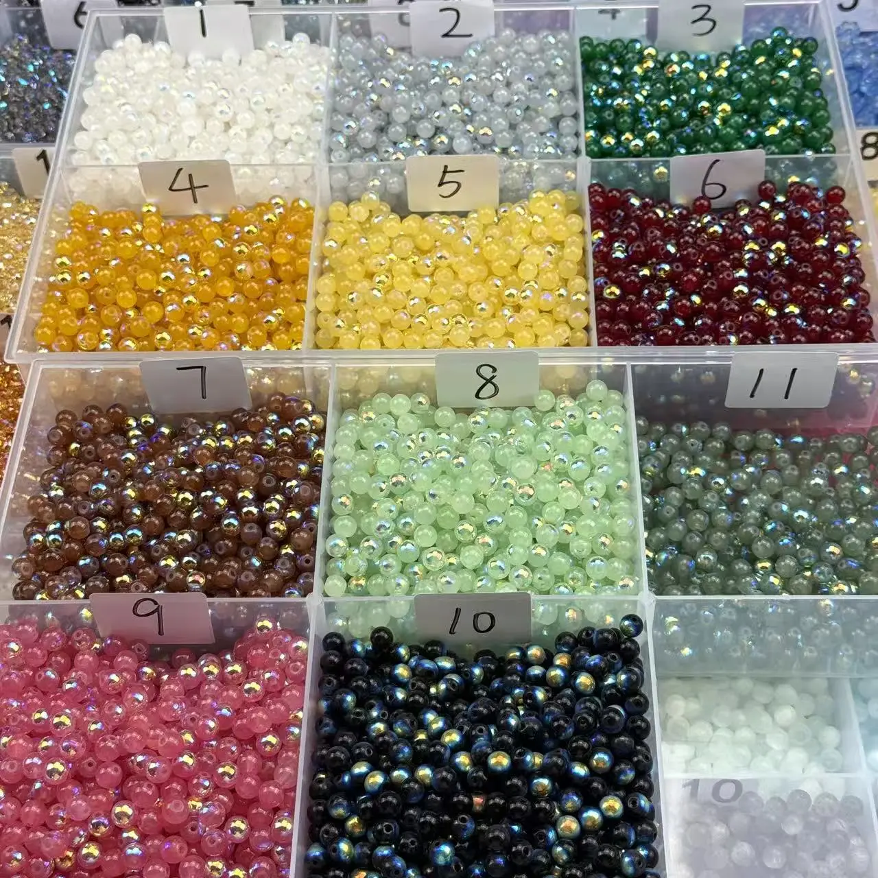 8mm Electroplated Transparent Glass Beads for jewelry, 75ml