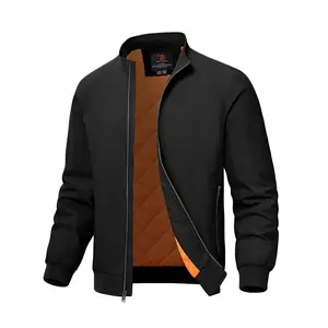 GOPUNE Men's Quilted Bomber Jackets Casual Winter Windbreakers Jacket for Men Fall Padded Full Zip Windproof Work Coats