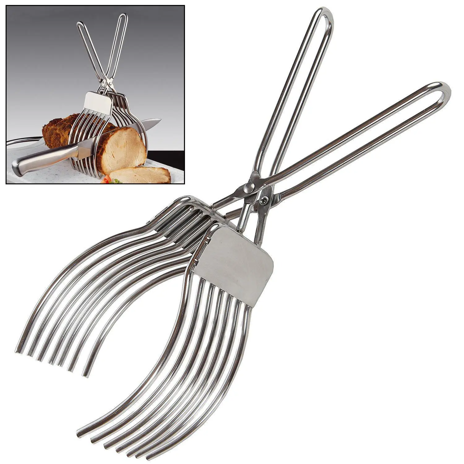 Stainless Steel Meat Claw, 1 Count Portable Meat & Bread Slicer, Onion Tomato Claw for Cutting Vegetables, Fruits, Meat, Bread, Kitchen Accessories, Utensils