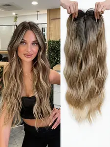 22" Wavy Clip-In Hair Topper with Bangs | Synthetic Extensions | 100% Premium Kanekalon Synthetic Hair | Natural Volume for Thinning Hair | Effortless Daily Confidence
