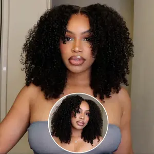 Hot Star 6x5 Ready To Wear Glueless Natural Black T1B/4 Ombre Brown Colored Kinky Curly HD Lace Wigs P1B/30 Highlight Blonde Ginger Colored Human Hair Kinky Curly Wigs