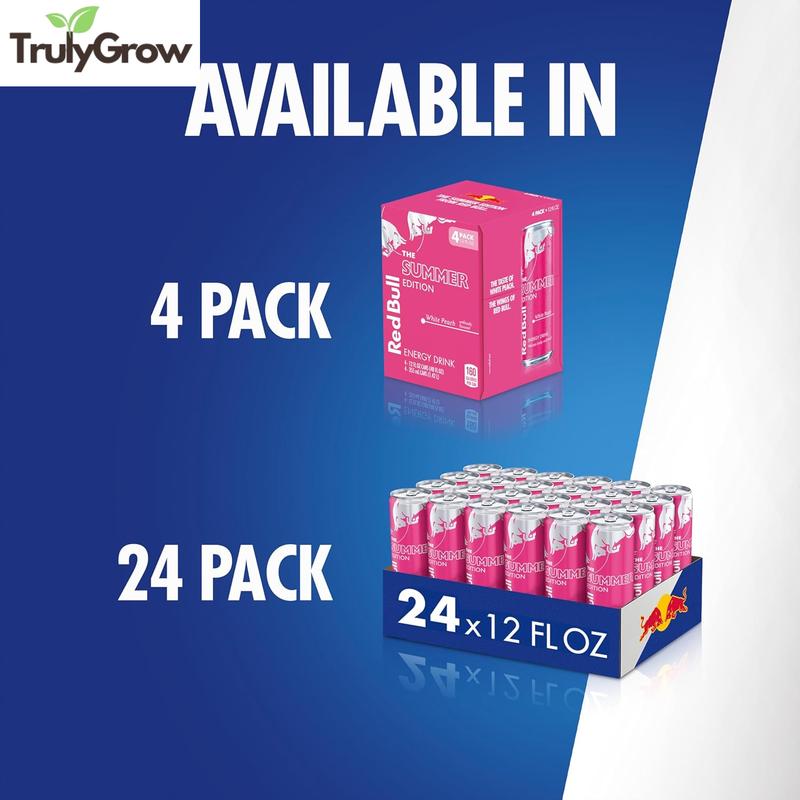 Red Bull Summer Edition Energy Drink, White Peach Sugar Free, 12 Fl. Oz., Case of 24 Cans, with 114Mg Caffeine, Taurine & B Vitamins Red Bull Beverage