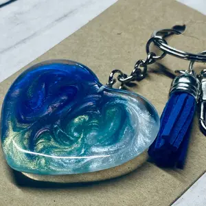 Northern Lights Heart Resin Keychain