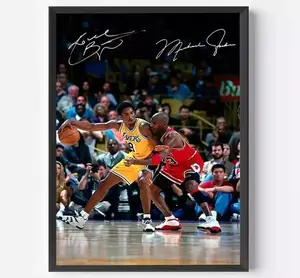 Michael Jordan Guarding Kobe Bryant Poster, Sport Poster, Product without frame
