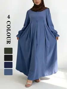 Nida Fabric Islamic Abaya Long Robe, 4 Low Saturation Colors, 5 Sizes, Smooth and Slimming, Loose Abayas, Modern, Versailles Muslim Fashion Hijab Ootd
