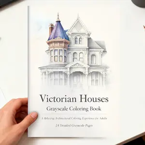 Victorian House Grayscale Coloring Book for Adults, Ideal for Architecture Lovers, Art Enthusiasts, Stress Relief, Mindfulness Practice, Relaxation