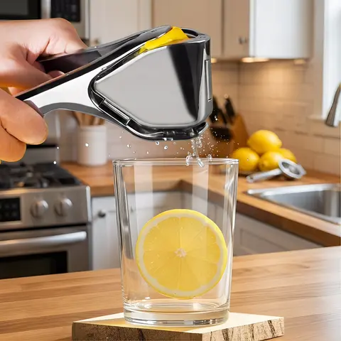 1/2 PCS Rust-Resistant Steel Lemon Squeezer - Kitchenware Utensil, Compact Handheld Gadget with Even Side Pressure for More Juice, Built-In Seed Filter for Lemon/Lime/Orange, Easy to Clean Dishwasher-Safe Tool for Making Lemonade