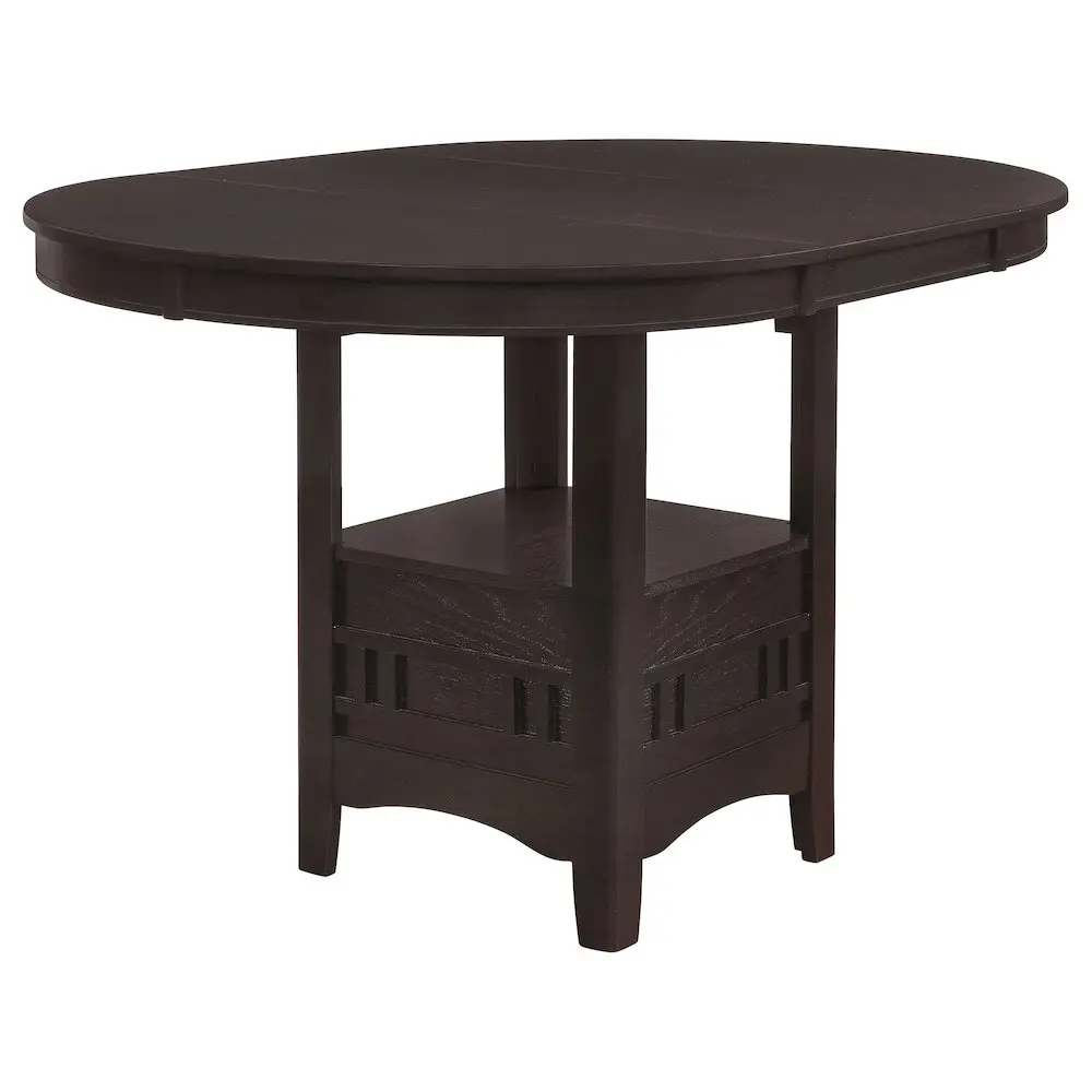Lavon Oval Shape 60-in Extendable Leaf Storage Dining Table - Espresso Wood Counter Height Space Saving Indoor Furniture