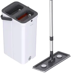 mop and bucket set,with 4 replaceable ultra-fine fiber cloth,  spin mop head, both dry and wet, saving space, suitable for cleaning various floors and windows Home Household Items Cleaner
