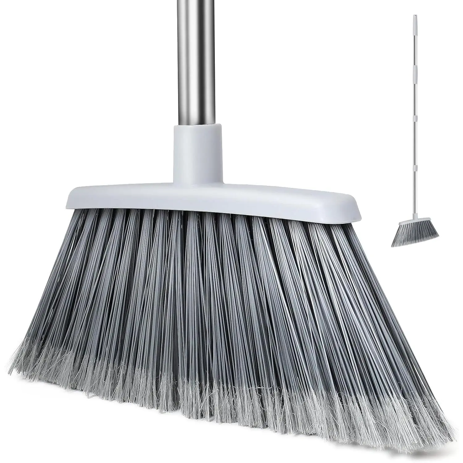 Broom, Outdoor Brooms for Sweeping Indoor, Adjustable 55"  Removal Heavy Duty Broom for Floors  Kitchen Garage Commercial Patio Industrial Snow (Pack of 1)