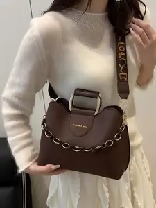 Fashion Women's Crossbody Bag, New Small Square Handbag, Commuter Bucket Bag, High-Quality Plain Shoulder Bag, All Seasons, Crossbody Purse, Crossbody Shoulder Bags