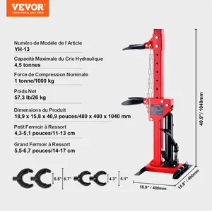 VEVOR Strut Spring Compressor, 4.5 Ton/9920 LBS Hydraulic Jack Capacity, 1 Ton Rated Compression Force, Auto Strut Coil Spring Compressor Tool, Hydraulic Spring Compressor for Strut Spring Removing
