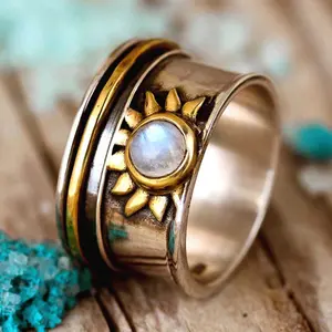 Sun Moonstone Fidget Ring Sterling Silver