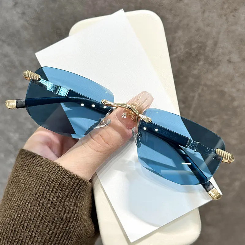 Ultra Lightweight Frameless Fashion Sunglasses Sun Protection Blue Light Blocking Trendy Outdoor Accessories Stylish Sunglasses for Young and Modern Look,Suitable for daily use
