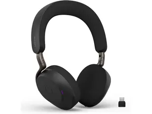 Jabra Evolve3 75 On-Ear Wireless Bluetooth Headset with Microphone for Work, USB-C, AI Voice Call Technology, Advanced Active Noise Cancellation, 22-Hour Battery, Microsoft Teams Certified, Black
