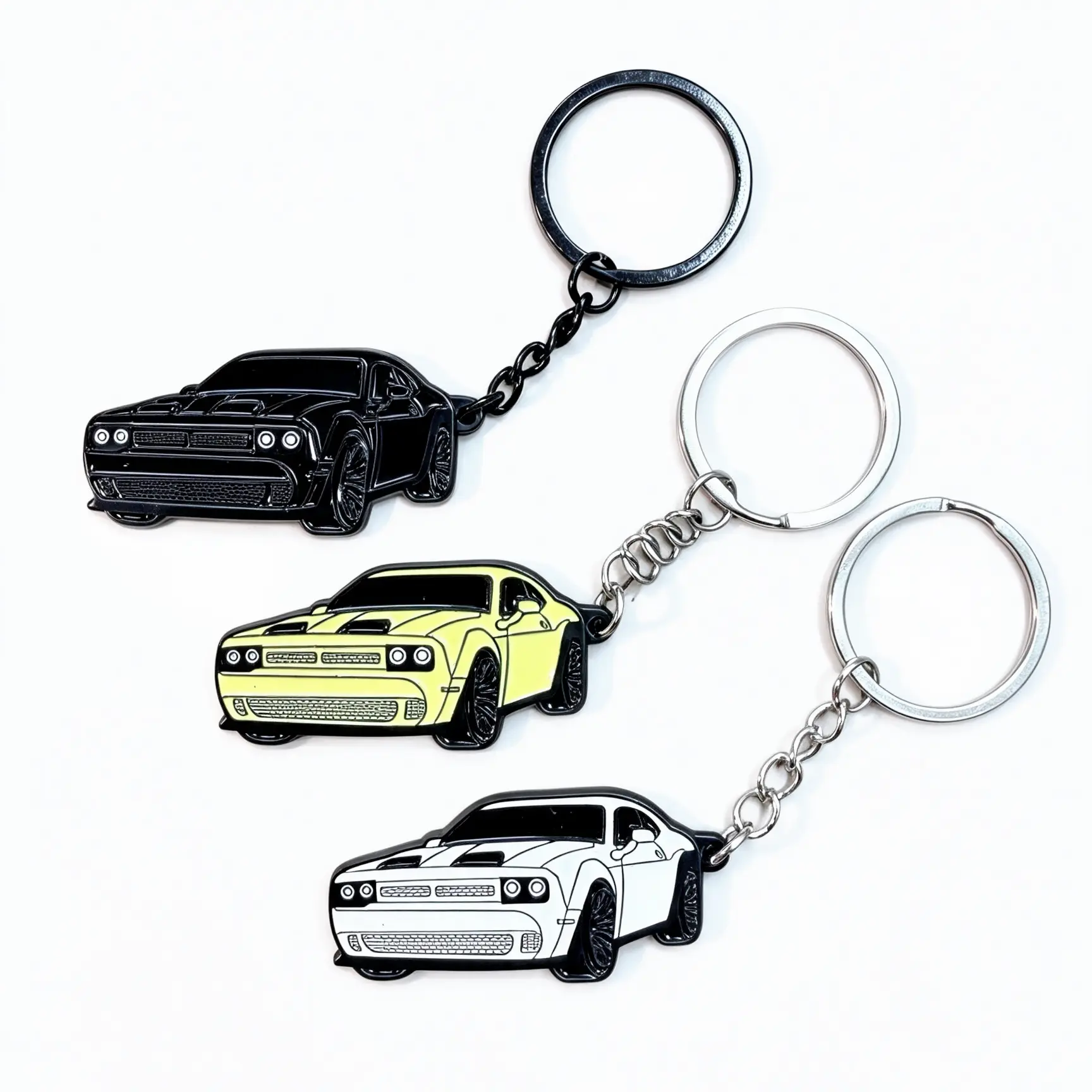 Metal Keychain with Single Emblem Key Ring for Dodge Challenger, Ram, Ford Bronco - Automotive Interior Accessory Ideal Gift for Car Enthusiasts