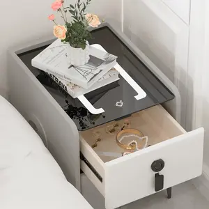 2 - Drawer Small Nightstand with Fingerprint Lock and LED and Music Player 18''H X 9''W X 16''D