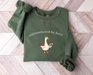 gildan Outnumbered by Boys Duck Sweatshirt, , Funny Mom Shirt with Football and Truck T-Shirt, Casual Gift for Mom TUH