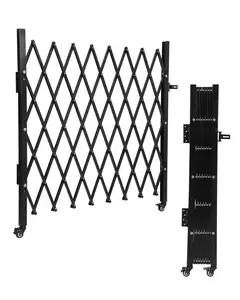 【GARVEE】Single Folding Security Gate, 50" H x 43" W Flexible Expanding Aluminum Security Gate, Folding Driveway Door Gate, 360° Rolling Barricade Gate, Scissor Gate, Black