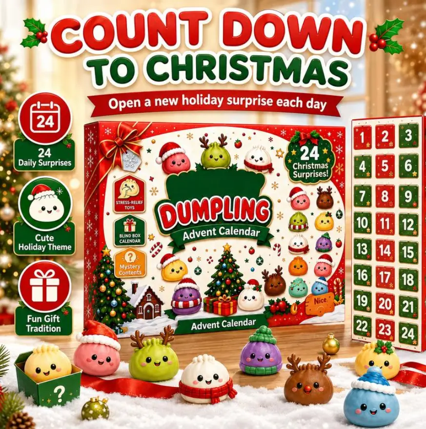 Kawaii Squishy Toys 24-Piece Set, 2026 Christmas Countdown Toy Collection, Mini Food Fidget Toys for Stress Relief, Cute Holiday Gifts for Kids Teens and Adults 4.2cm
