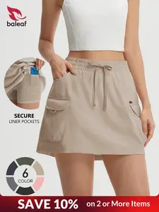 BALEAF High Waisted Active Cargo Skorts for Women with Pockets, Multi-Purpose Tummy Control Skort, UPF 50+ Water Resistant Hiking Skirt for Tennis Golf Gym Running Travel Lightweight Stretch Comfy Teacher Casual Outdoor Sun Protection Skirt  #Summervibes