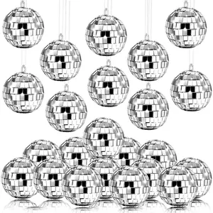 20 count Disco Balls Decorations Assorted Size Party Decor Disco Ball Ornaments Mirror Mini Large  with Rope for Wedding Festival Stage Prop(1.2 Inch)