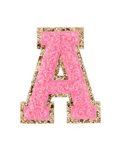 Guava Pink Glitter Varsity Letter Patch