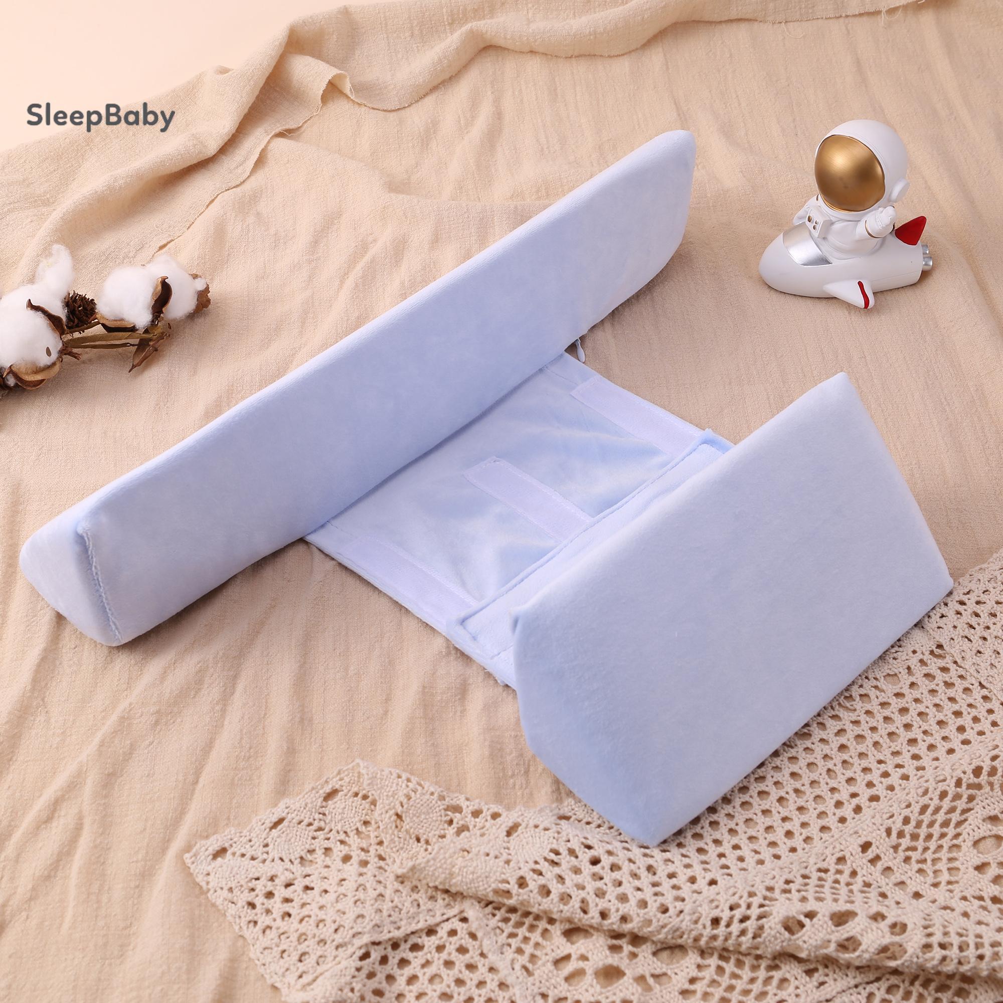 Baby Side Pillow, 45° Inclined Triangle Support Pillow With Invisible Zipper, Removable Pillowcase New Boppy Pillow Nursing（White）