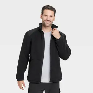 Men's High Pile Cozy Fleece Full Zip Sweatshirt - All In Motion Black XL