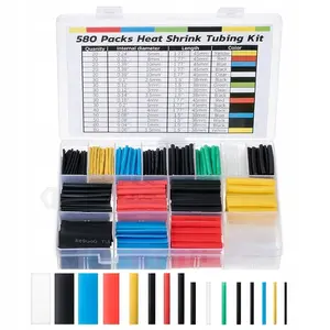 580 Pcs HEAT SHRINK Tubing Sleeve 2:1 Shrinkable Tube Wire Cable Assortment Kit