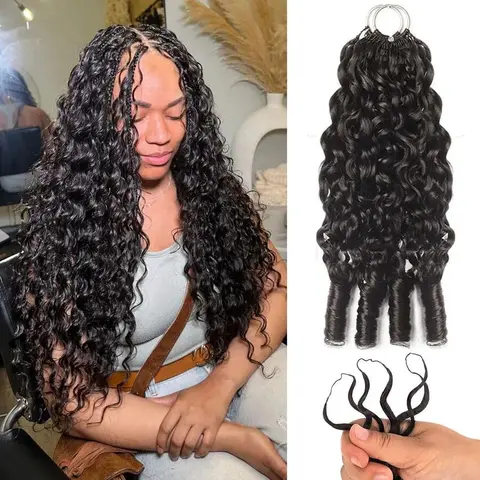 Bling Hair Women's Burmese Curly Remy Human Hair Extensions - Braid Extension, Curly Sew In, Miracle Knots, Pre-Separated 50g/Bundle, 4-5 Bundles For Full Head, Feather Crochet, Knotless, Boho Braids, Natural Black
