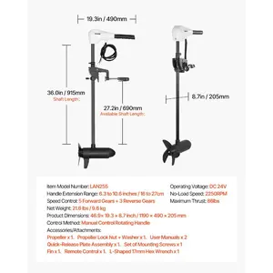 VEVOR Electric Trolling Motor, Transom Mounted Outboard Boat Motors 12V 55lbs Thrust, 8-Speed Electric Boat Engine w/ Battery Indicator, for Kayaks, Fishing Boats on Freshwater/Saltwater, 30-In Shaft