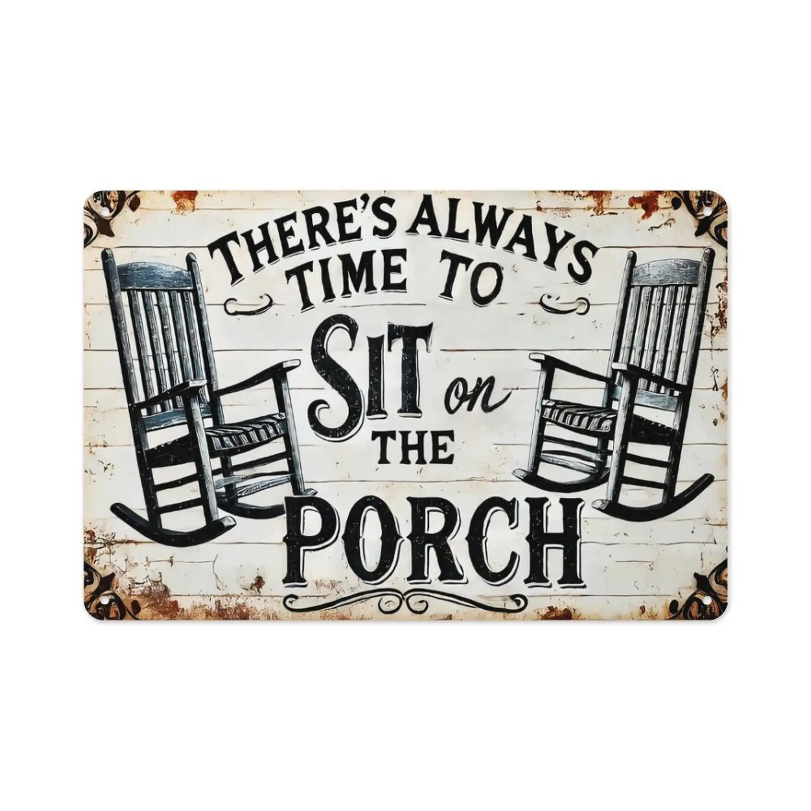 Vintage Metal "Always Time To Sit On The Porch" Wall Decor Sign - Rustic Metal Wall Art For Patio,  Farmhouse - Funny Retro Aluminum Foil Engraving, 20x30cm 1pc Gifts Birthday Iron  metal wall sign Vintage Metal Tin Sign home decor plaque funny bar sign