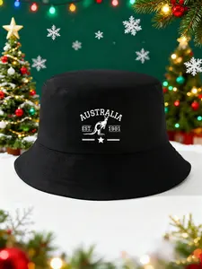 Australia Print Unisex Bucket Hat, Double-Sided Fishing Cap, Sun Protection Windproof, Casual Fitted Hat for All Seasons