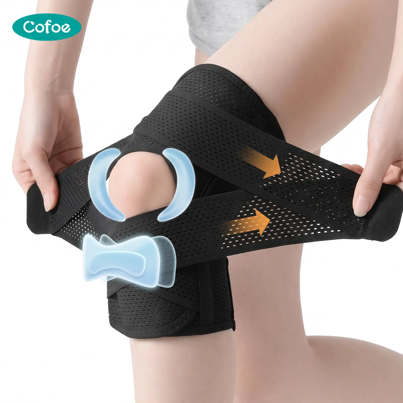 COFCARE Sports Knee Support Compression Sleeve – Anti-Slip Memory Spring Design, Breathable Knee Brace for Running, Gym, Basketball, Men & Women