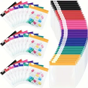 28/14/7-piece reusable zippered pill bag set, 7-color self-sealing pillbox, semi-transparent medicine bag, travel pill bag with slide lock, suitable for pills and small items.