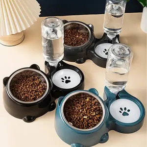Smart Pet Feeder with Water Dispenser for Cats Dogs Hassle Free Feeding System No Electricity Required Angled Bowl