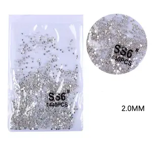 1440 Pcs Clear Glass Flat Back Rhinestone Non Hot Fix SS3 SS4 SS5 SS6 SS8 SS10 SS12 SS16 SS20 Bling Nail Art