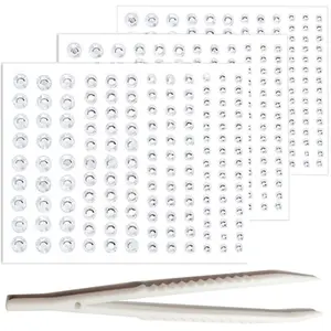 3 Sheets Self-Adhesive Cosmetic Face & Hair Gems - Rhinestones, Eye Diamonds, Crystals, Pearl Jewels - Festival Rave Body Makeup White Stickers Accessories