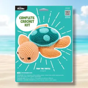 Bucilla Tina the Turtle Amigurumi Crochet Kit - Soft Yarn, Hook, Pattern, Intermediate-Friendly, Relaxing Creative Escape, Perfect Gift