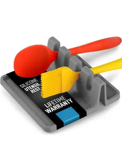 Spoon Rest for Multiple Utensils High Heat-Resistant Silicone Drip Pad, BPA-Free Spoon Holder for Stove Top, Kitchen Gadget Holder for Ladles, Tongs, Cooking Spatula - Makes Great Gift