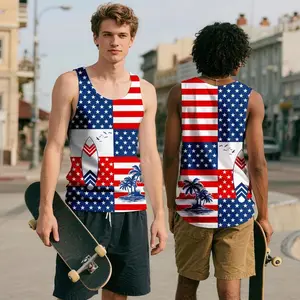 Double-sided flag-printed sleeveless shirt | Patriotic casual men's vest | Fitness exercise sleeveless vest