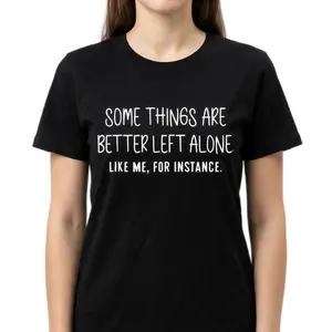 Tshirt with Witty Introverted Humor Print Cotton Classic Fit Crew Neck Short Sleeves Comfortable Casual Wear Womenswear Top Breathable Soft Material Matching Streetwear Summer - Crewneck, Shortsleeve