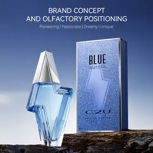 C2U Blue Aurora Unisex Perfume - Dreamy Amber Fougere Scent, Long-Lasting Wear
