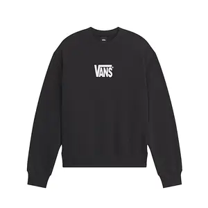 VANS Men's Stretched Logo Crew Neck Pullover Sweatshirt, Casual Tops, VN000STSY28 Black/White Menswear