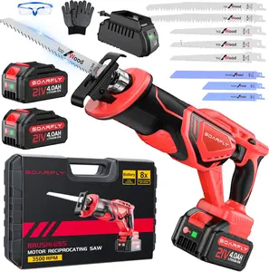 Reciprocating Saw 21V Brushless Motor with 2x4.0Ah Batteries, 3500 SPM High-Speed Cutting, 8 Blades for Wood,, PVC Pipe, Lightweight & Tool