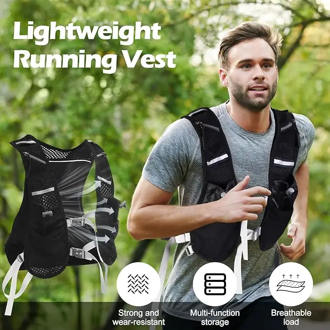 Unisex Running Flask, Lightweight BPA-Free Sport Water Bottle for Outdoor Trail Running, Wear-Resistant & Leakproof Hydration Vest Replacement, Waist Belt, Cycling, Strong, Hiking, Load-Bearing, Marathon