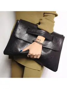 Retro PU Leather Clutch Bag, Large Capacity Crossbody Bag, Flap Laptop Handbag For Macbook